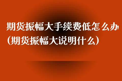 期货振幅大手续费低怎么办(期货振幅大说明什么)_https://www.boyangwujin.com_原油直播间_第1张