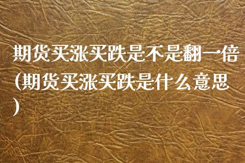 期货买涨买跌是不是翻一倍(期货买涨买跌是什么意思)_https://www.boyangwujin.com_原油期货_第1张