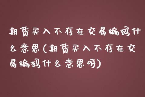 期货买入不存在交易编码什么意思(期货买入不存在交易编码什么意思呀)_https://www.boyangwujin.com_期货直播间_第1张