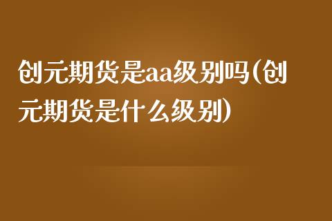 创元期货是aa级别吗(创元期货是什么级别)