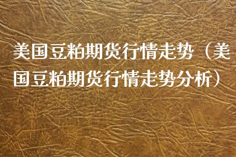 美国豆粕期货行情走势（美国豆粕期货行情走势分析）