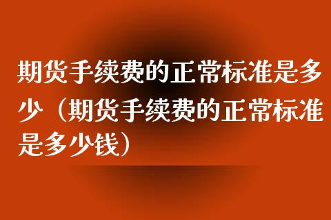 期货手续费的正常标准是多少（期货手续费的正常标准是多少钱）