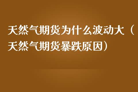 天然气期货为什么波动大（天然气期货暴跌原因）
