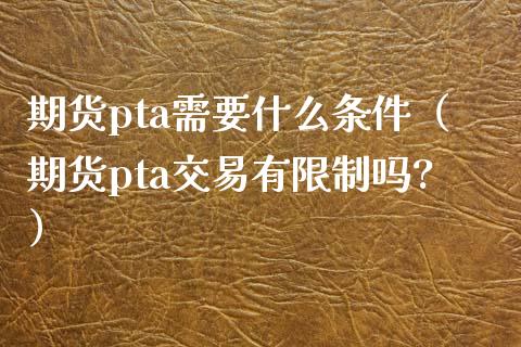 期货pta需要什么条件（期货pta交易有限制吗?）_https://www.boyangwujin.com_恒生指数_第1张