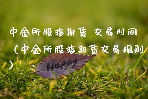 中金所股指期货 交易时间（中金所股指期货交易规则）_https://www.boyangwujin.com_期货直播间_第1张
