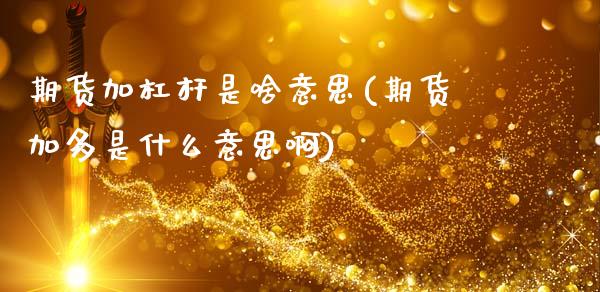 期货加杠杆是啥意思(期货加多是什么意思啊)