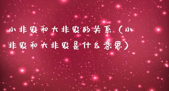 小非农和大非农的关系（小非农和大非农是什么意思）_https://www.boyangwujin.com_期货直播间_第1张