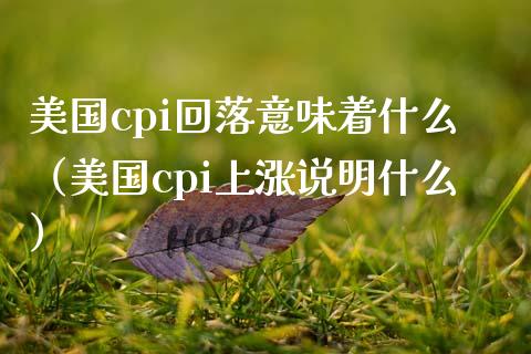 美国cpi回落意味着什么（美国cpi上涨说明什么）