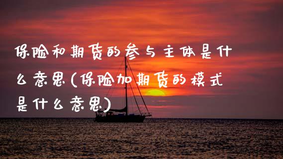 保险和期货的参与主体是什么意思(保险加期货的模式是什么意思)