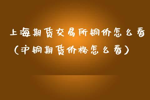 上海期货交易所铜价怎么看（沪铜期货价格怎么看）_https://www.boyangwujin.com_期货直播间_第1张
