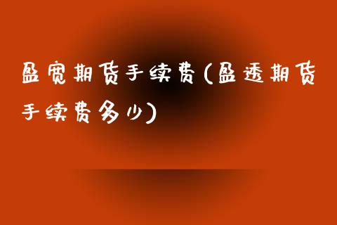 盈宽期货手续费(盈透期货手续费多少)_https://www.boyangwujin.com_内盘期货_第1张