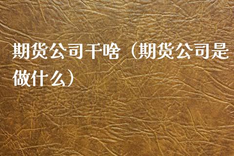 期货公司干啥（期货公司是做什么）_https://www.boyangwujin.com_期货直播间_第1张