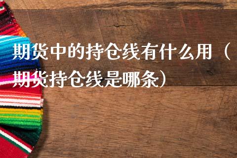 期货中的持仓线有什么用（期货持仓线是哪条）_https://www.boyangwujin.com_原油期货_第1张