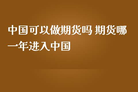 中国可以做期货吗 期货哪一年进入中国