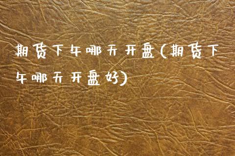 期货下午哪天开盘(期货下午哪天开盘好)