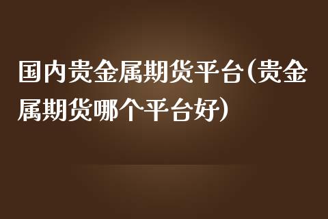 国内贵金属期货平台(贵金属期货哪个平台好)