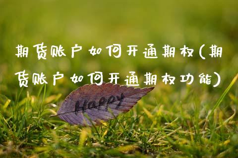 期货账户如何开通期权(期货账户如何开通期权功能)