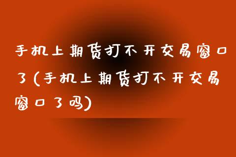 手机上期货打不开交易窗口了(手机上期货打不开交易窗口了吗)
