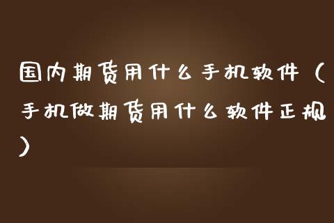 国内期货用什么手机软件（手机做期货用什么软件正规）_https://www.boyangwujin.com_纳指期货_第1张