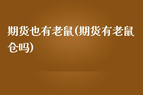 期货也有老鼠(期货有老鼠仓吗)_https://www.boyangwujin.com_道指期货_第1张