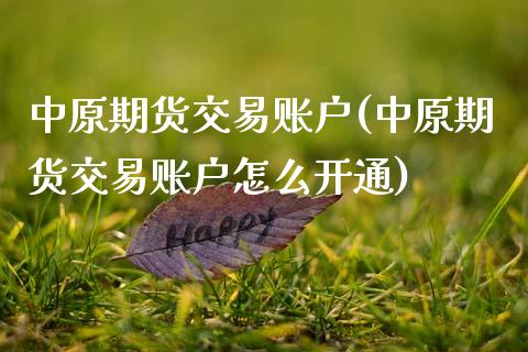 中原期货交易账户(中原期货交易账户怎么开通)