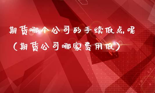 期货哪个公司的手续低点呢（期货公司哪家费用低）_https://www.boyangwujin.com_期货直播间_第1张