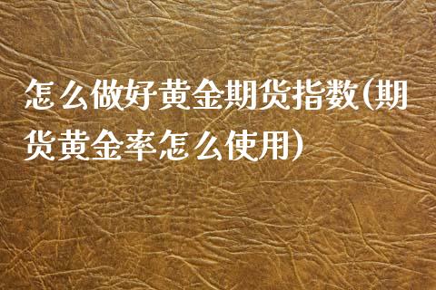 怎么做好黄金期货指数(期货黄金率怎么使用)_https://www.boyangwujin.com_纳指期货_第1张