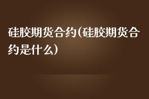 硅胶期货合约(硅胶期货合约是什么)_https://www.boyangwujin.com_期货直播间_第1张