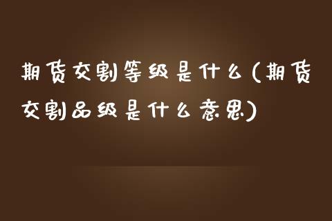 期货交割等级是什么(期货交割品级是什么意思)