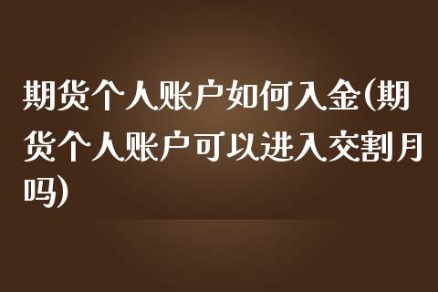 期货个人账户如何入金(期货个人账户可以进入交割月吗)_https://www.boyangwujin.com_恒生指数_第1张