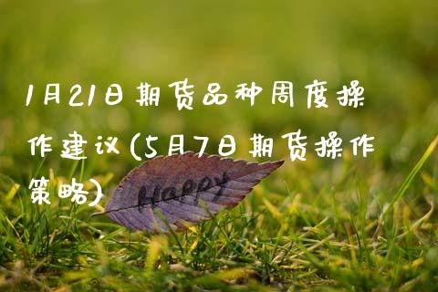 1月21日期货品种周度操作建议(5月7日期货操作策略)