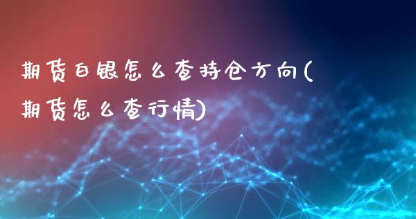 期货白银怎么查持仓方向(期货怎么查行情)_https://www.boyangwujin.com_纳指期货_第1张