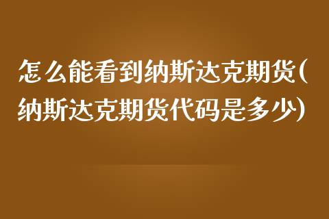 怎么能看到纳斯达克期货(纳斯达克期货代码是多少)