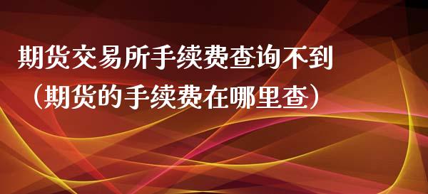 期货交易所手续费查询不到（期货的手续费在哪里查）