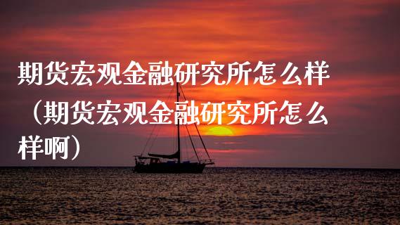 期货宏观金融研究所怎么样（期货宏观金融研究所怎么样啊）