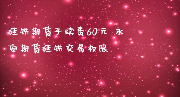 硅铁期货手续费60元 永安期货硅铁交易权限_https://www.boyangwujin.com_期货开户_第1张