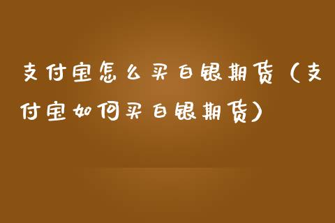 支付宝怎么买白银期货（支付宝如何买白银期货）