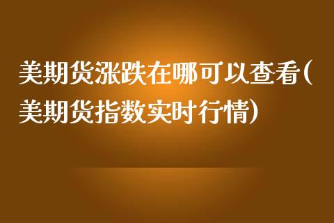 美期货涨跌在哪可以查看(美期货指数实时行情)_https://www.boyangwujin.com_白银期货_第1张