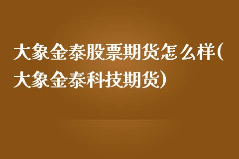 大象金泰股票期货怎么样(大象金泰科技期货)_https://www.boyangwujin.com_恒生指数_第1张