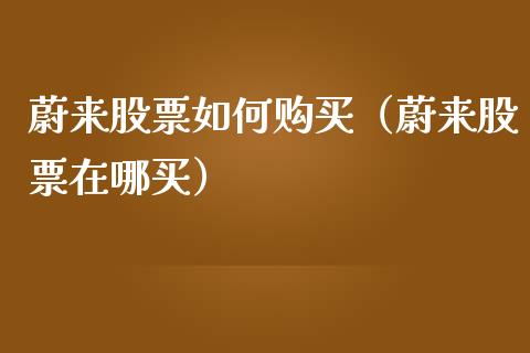 蔚来股票如何购买（蔚来股票在哪买）