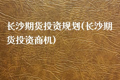 长沙期货投资规划(长沙期货投资商机)