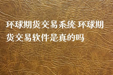 环球期货交易系统 环球期货交易软件是真的吗_https://www.boyangwujin.com_道指期货_第1张