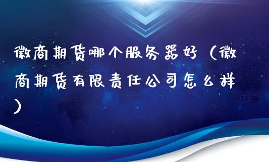徽商期货哪个服务器好（徽商期货有限责任公司怎么样）