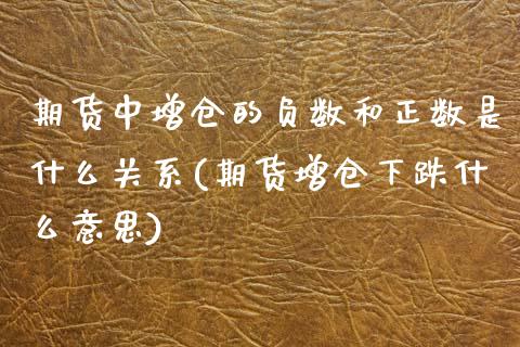 期货中增仓的负数和正数是什么关系(期货增仓下跌什么意思)_https://www.boyangwujin.com_黄金期货_第1张