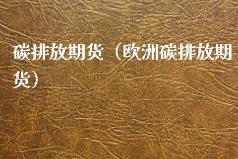 碳排放期货（欧洲碳排放期货）_https://www.boyangwujin.com_恒生指数_第1张