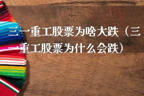 三一重工股票为啥大跌（三一重工股票为什么会跌）_https://www.boyangwujin.com_黄金期货_第1张