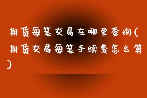 期货每笔交易在哪里查询(期货交易每笔手续费怎么算)_https://www.boyangwujin.com_原油期货_第1张