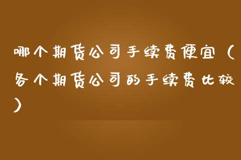 哪个期货公司手续费便宜（各个期货公司的手续费比较）