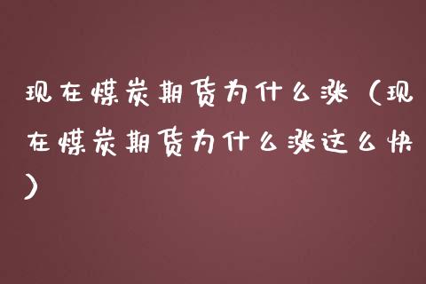 现在煤炭期货为什么涨（现在煤炭期货为什么涨这么快）_https://www.boyangwujin.com_期货直播间_第1张