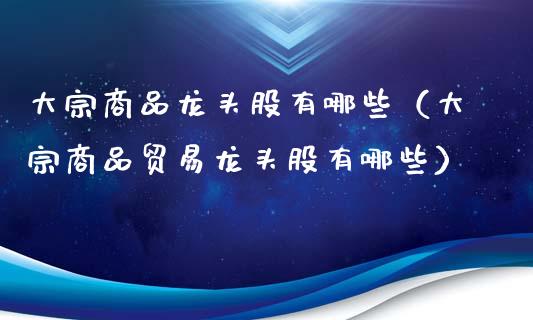 大宗商品龙头股有哪些（大宗商品贸易龙头股有哪些）_https://www.boyangwujin.com_期货直播间_第1张